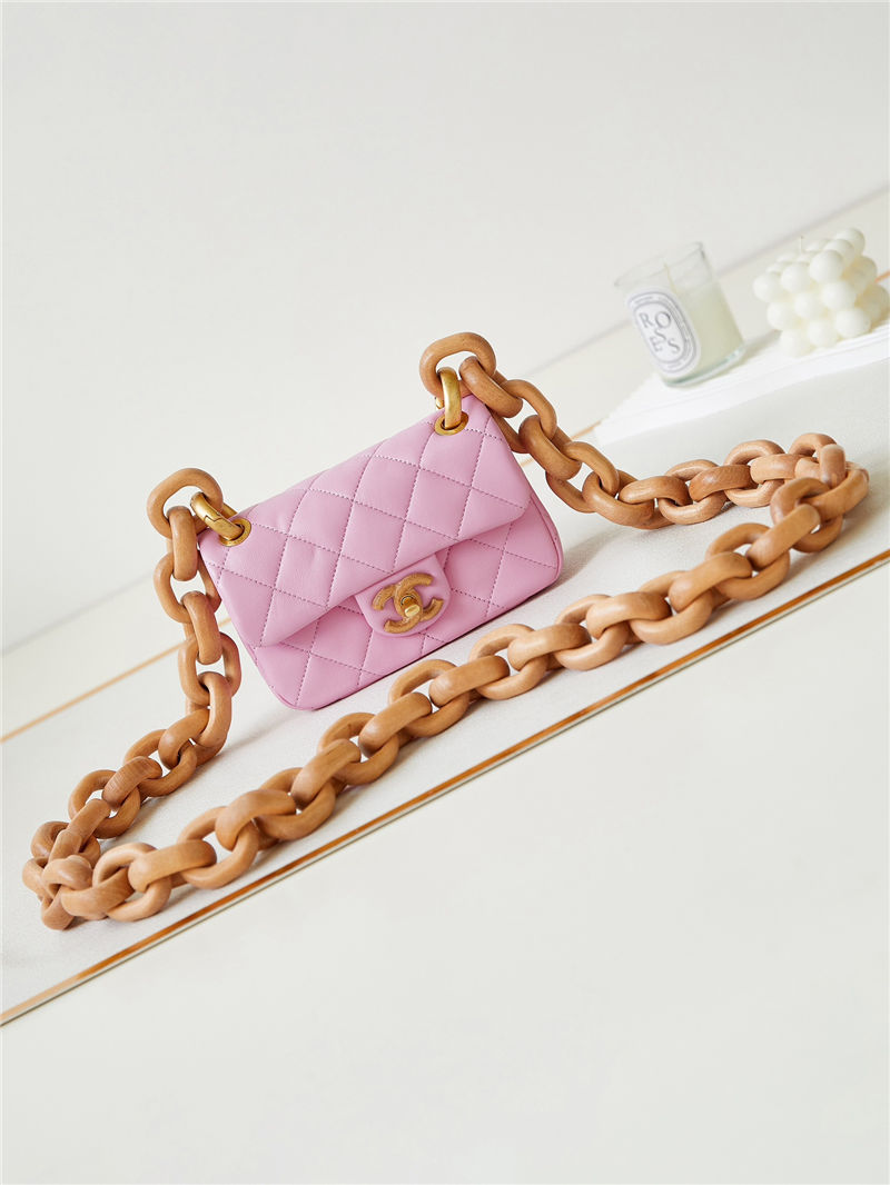 Chanel MINI FLAP BAG AS4165 Lambskin & Ash-Wood Light Pink High