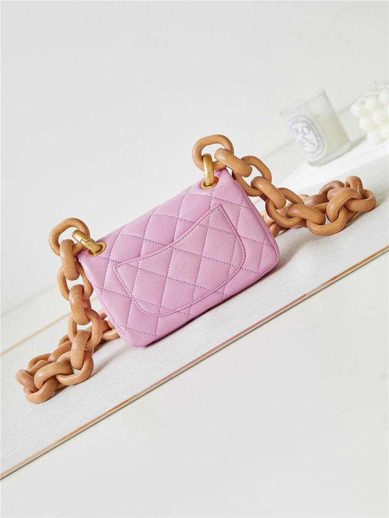 Chanel MINI FLAP BAG AS4165 Lambskin & Ash-Wood Light Pink High