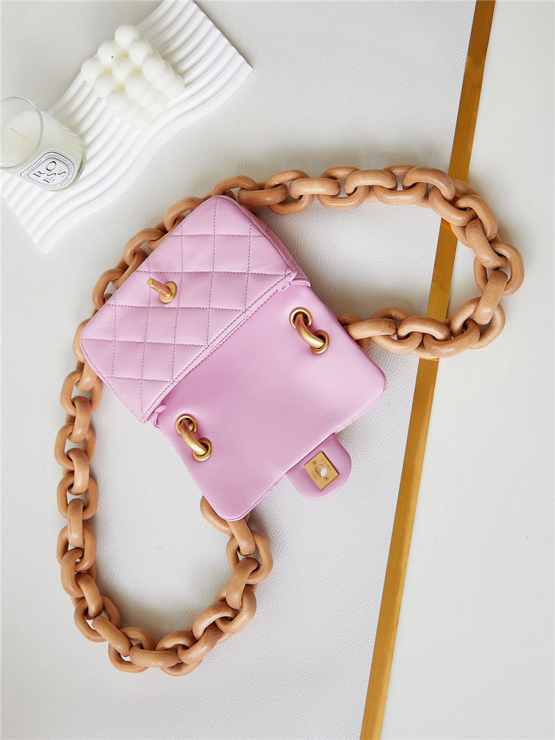 Chanel MINI FLAP BAG AS4165 Lambskin & Ash-Wood Light Pink High