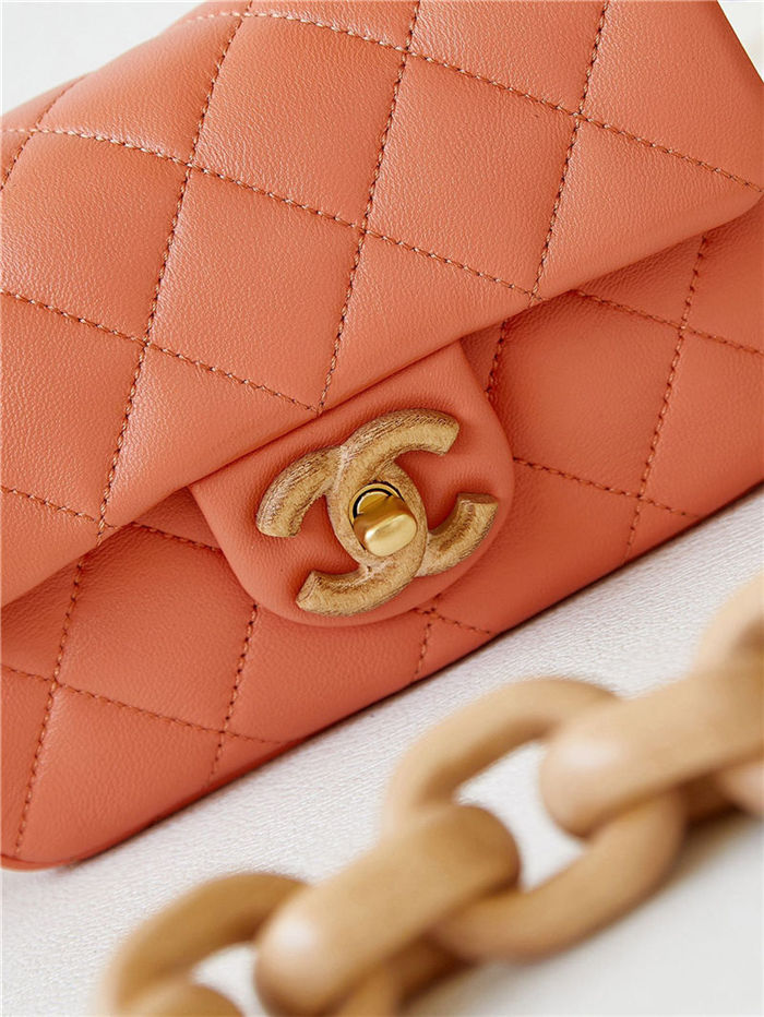 Chanel MINI FLAP BAG AS4165 Lambskin & Ash-Wood Orange High