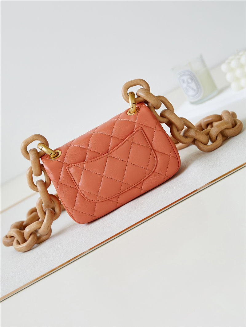 Chanel MINI FLAP BAG AS4165 Lambskin & Ash-Wood Orange High