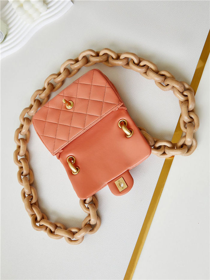 Chanel MINI FLAP BAG AS4165 Lambskin & Ash-Wood Orange High