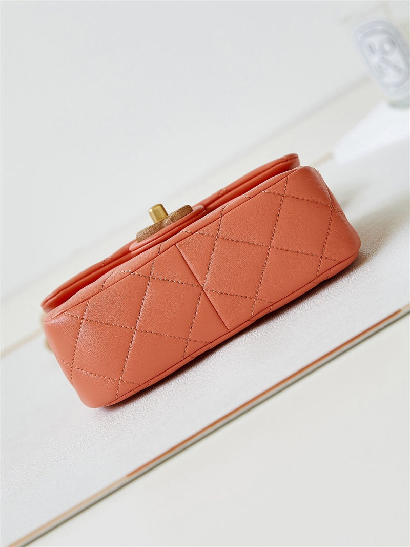 Chanel MINI FLAP BAG AS4165 Lambskin & Ash-Wood Orange High