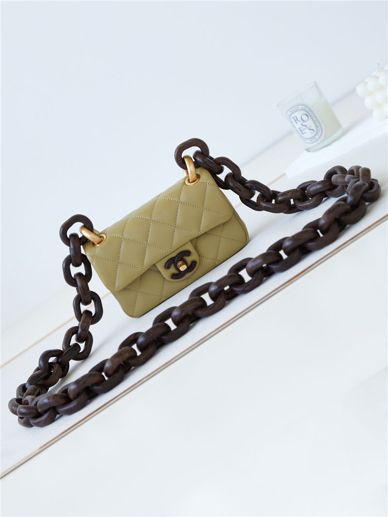 Chanel MINI FLAP BAG AS4165 Lambskin & Ash-Wood Green High