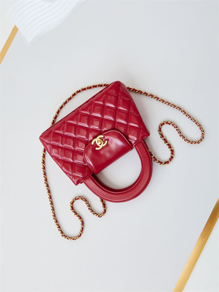 Chanel MINI SHOPPING BAG AS4416 Shiny Aged Calfskin & Gold-Tone Metal Red High