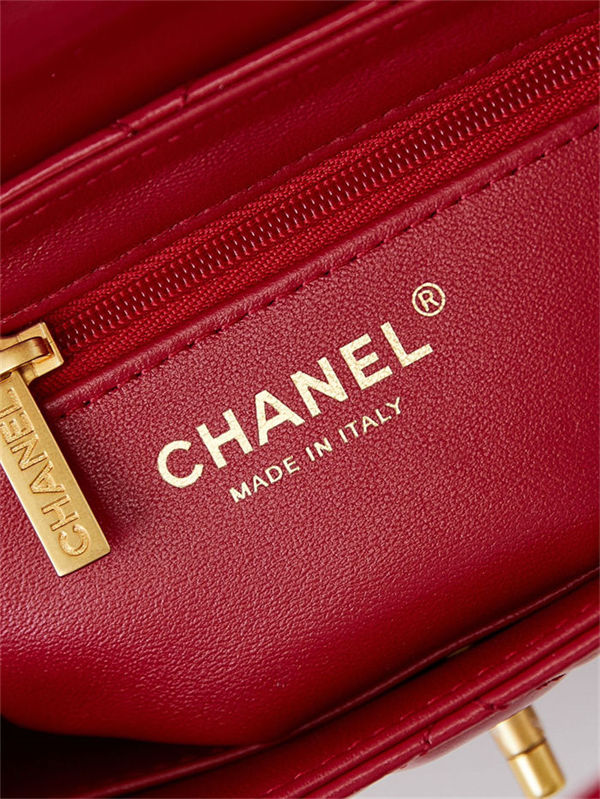 Chanel MINI SHOPPING BAG AS4416 Shiny Aged Calfskin & Gold-Tone Metal Red High