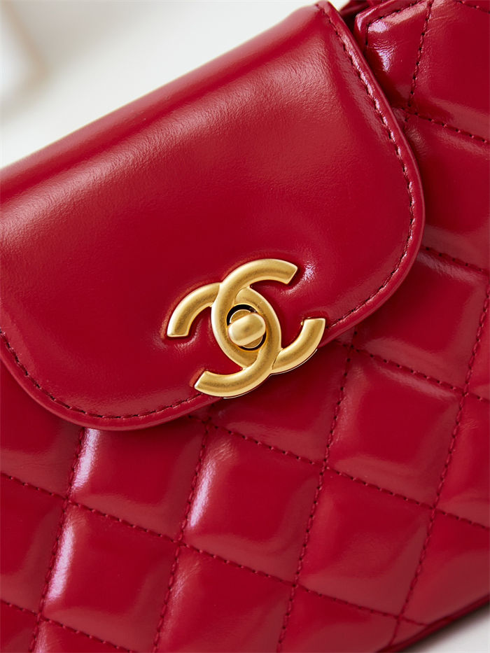 Chanel MINI SHOPPING BAG AS4416 Shiny Aged Calfskin & Gold-Tone Metal Red High