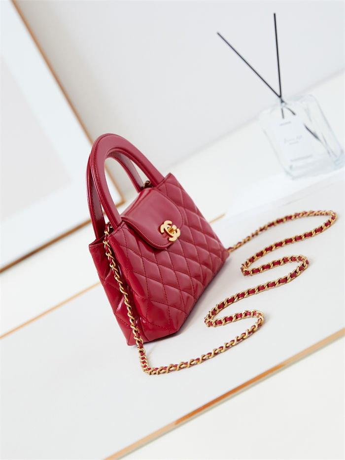 Chanel MINI SHOPPING BAG AS4416 Shiny Aged Calfskin & Gold-Tone Metal Red High