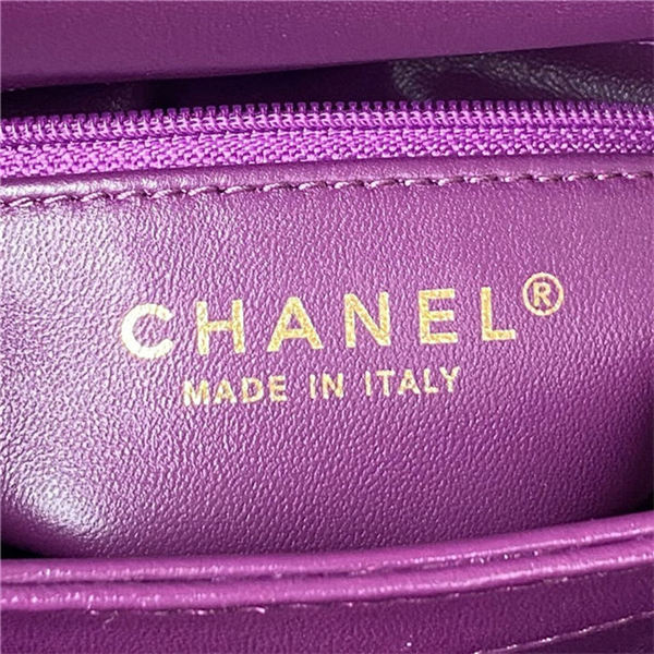 Chanel SMALL FLAP BAG Shearling & Gold-Tone Metal AS3498 Purple A