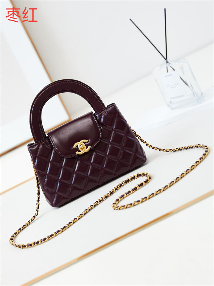 Chanel MINI SHOPPING BAG AS4416 Shiny Aged Calfskin & Gold-Tone Metal Burgundy High