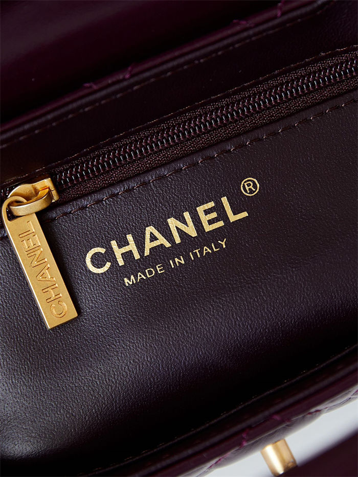 Chanel MINI SHOPPING BAG AS4416 Shiny Aged Calfskin & Gold-Tone Metal Burgundy High