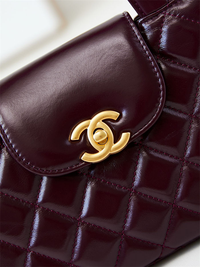 Chanel MINI SHOPPING BAG AS4416 Shiny Aged Calfskin & Gold-Tone Metal Burgundy High