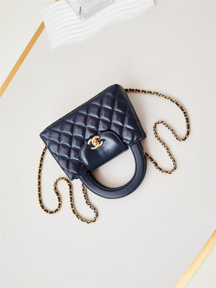 Chanel MINI SHOPPING BAG AS4416 Shiny Aged Calfskin & Gold-Tone Metal Navy Blue High