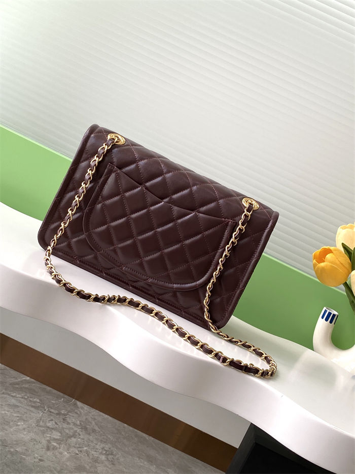 Chanel LARGE FLAP BAG AS5145 Shiny Crumpled Calfskin Brown High