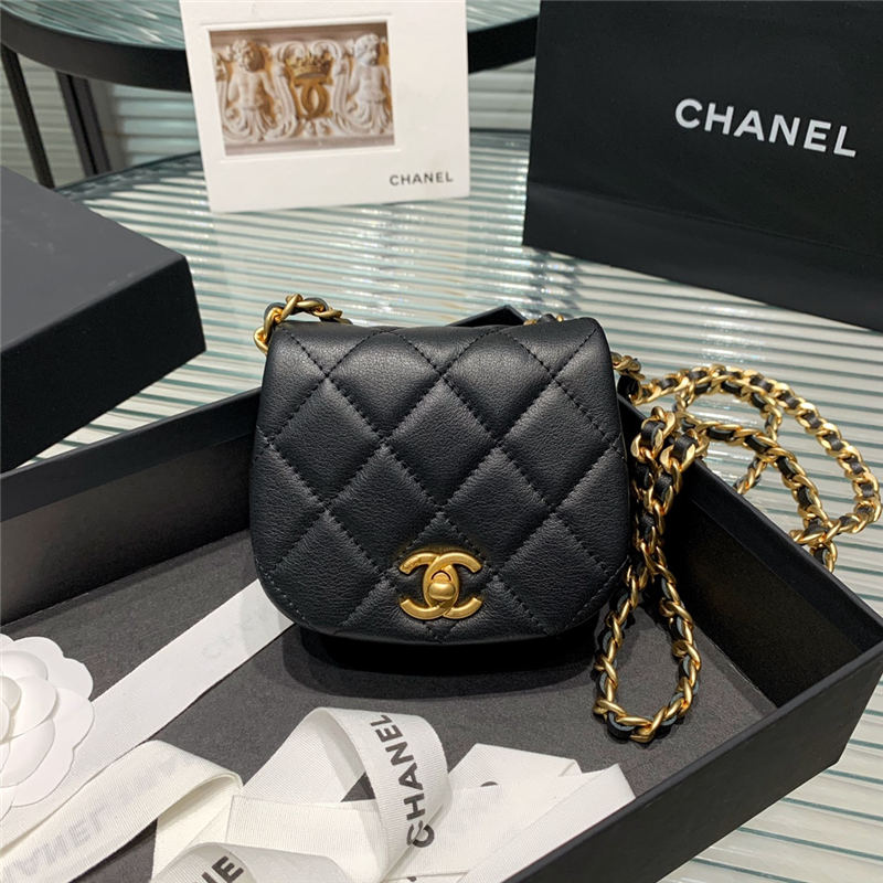 Chanel MINI CLUTCH WITH CHAIN Calfskin Gold-Tone Metal AP2344 Black High