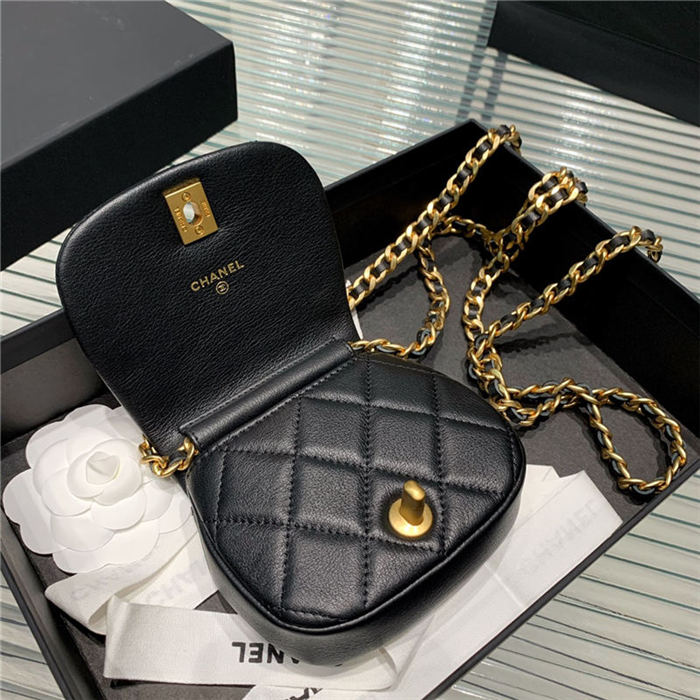 Chanel MINI CLUTCH WITH CHAIN Calfskin Gold-Tone Metal AP2344 Black High