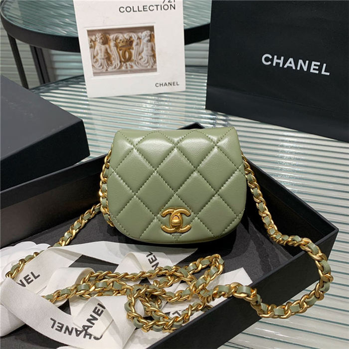 Chanel MINI CLUTCH WITH CHAIN Calfskin Gold-Tone Metal AP2344 Green High