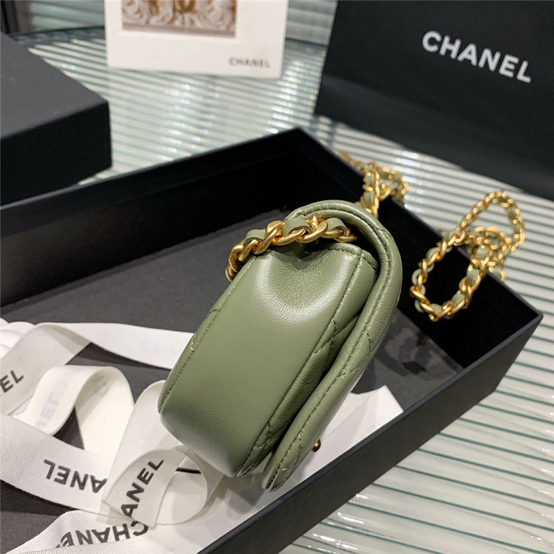 Chanel MINI CLUTCH WITH CHAIN Calfskin Gold-Tone Metal AP2344 Green High