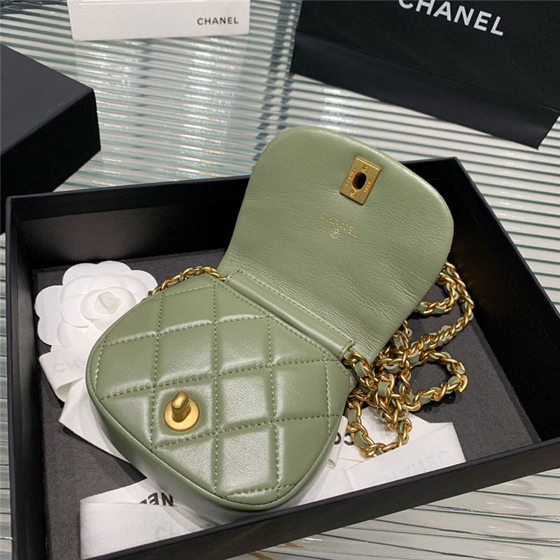 Chanel MINI CLUTCH WITH CHAIN Calfskin Gold-Tone Metal AP2344 Green High