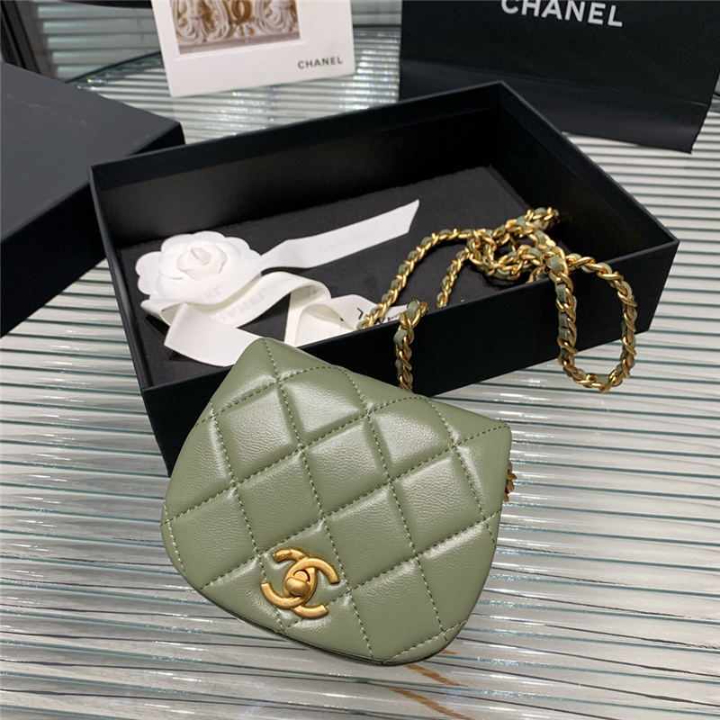 Chanel MINI CLUTCH WITH CHAIN Calfskin Gold-Tone Metal AP2344 Green High