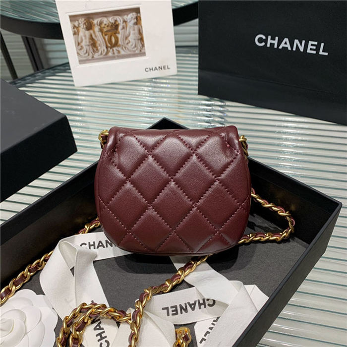 Chanel MINI CLUTCH WITH CHAIN Calfskin Gold-Tone Metal AP2344 Burgundy High