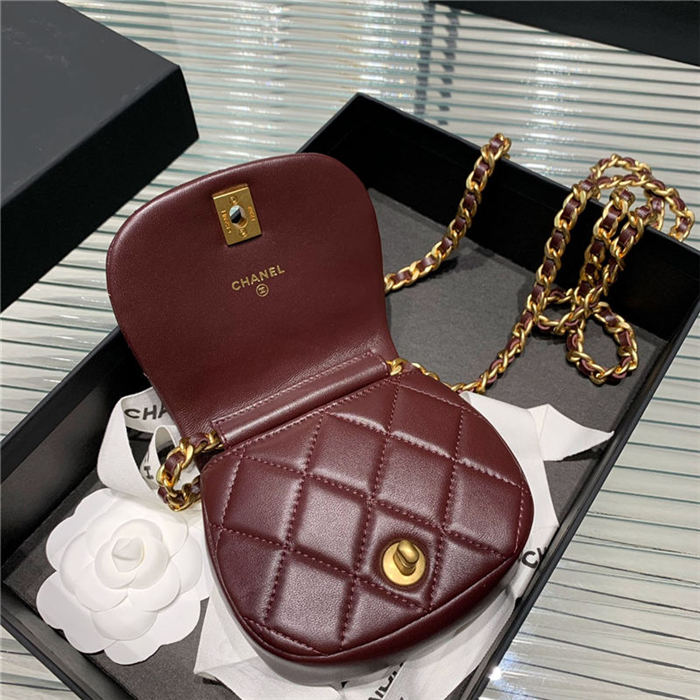 Chanel MINI CLUTCH WITH CHAIN Calfskin Gold-Tone Metal AP2344 Burgundy High