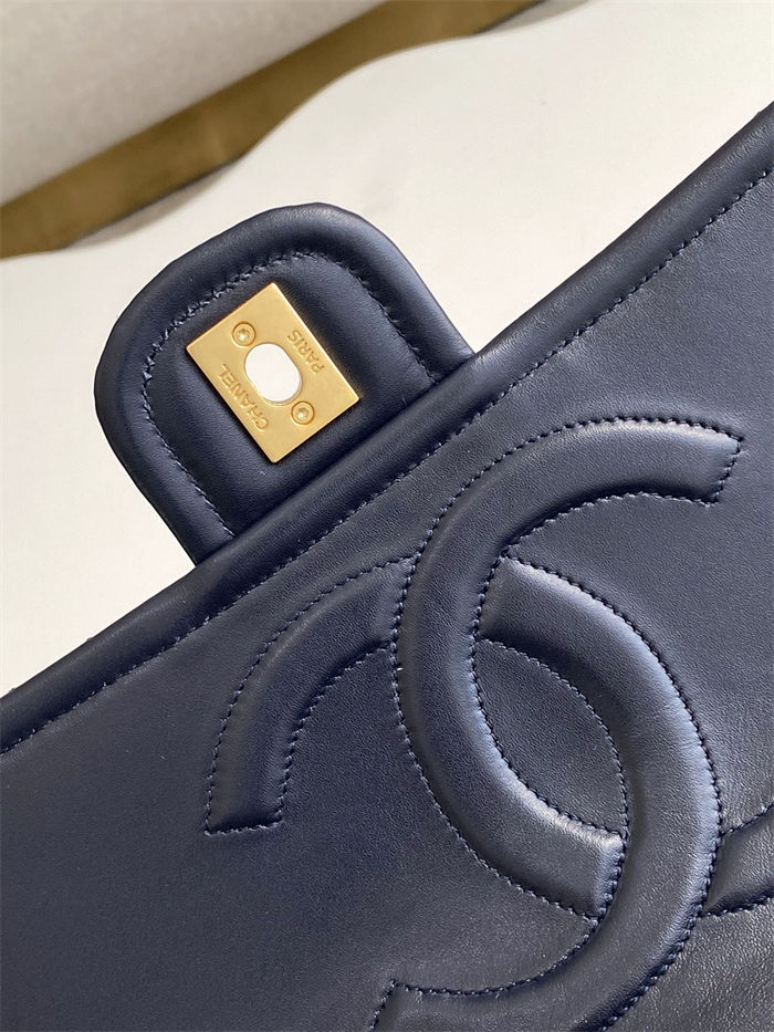 Chanel LARGE FLAP BAG AS5145 Shiny Crumpled Calfskin Navy High