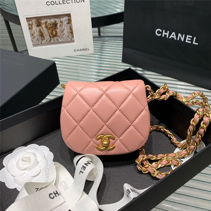 Chanel MINI CLUTCH WITH CHAIN Calfskin Gold-Tone Metal AP2344 Coral High