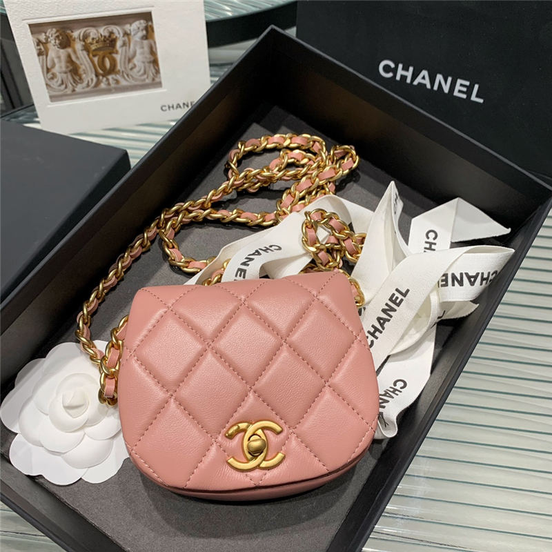 Chanel MINI CLUTCH WITH CHAIN Calfskin Gold-Tone Metal AP2344 Coral High