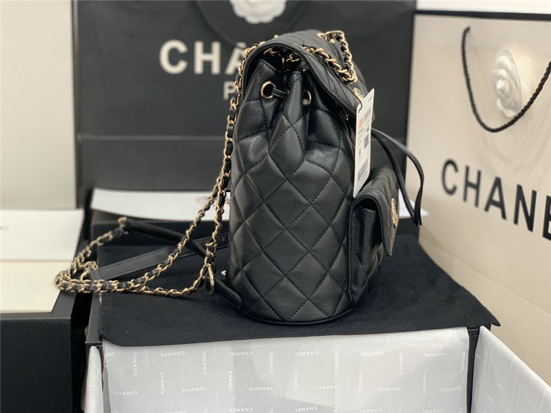 Chanel Duma Backpack Lambskin Black High