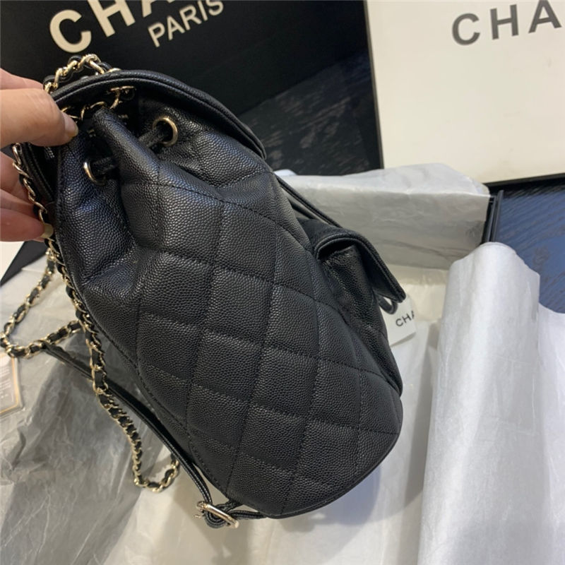 Chanel Duma Backpack Grained Calfskin Black High