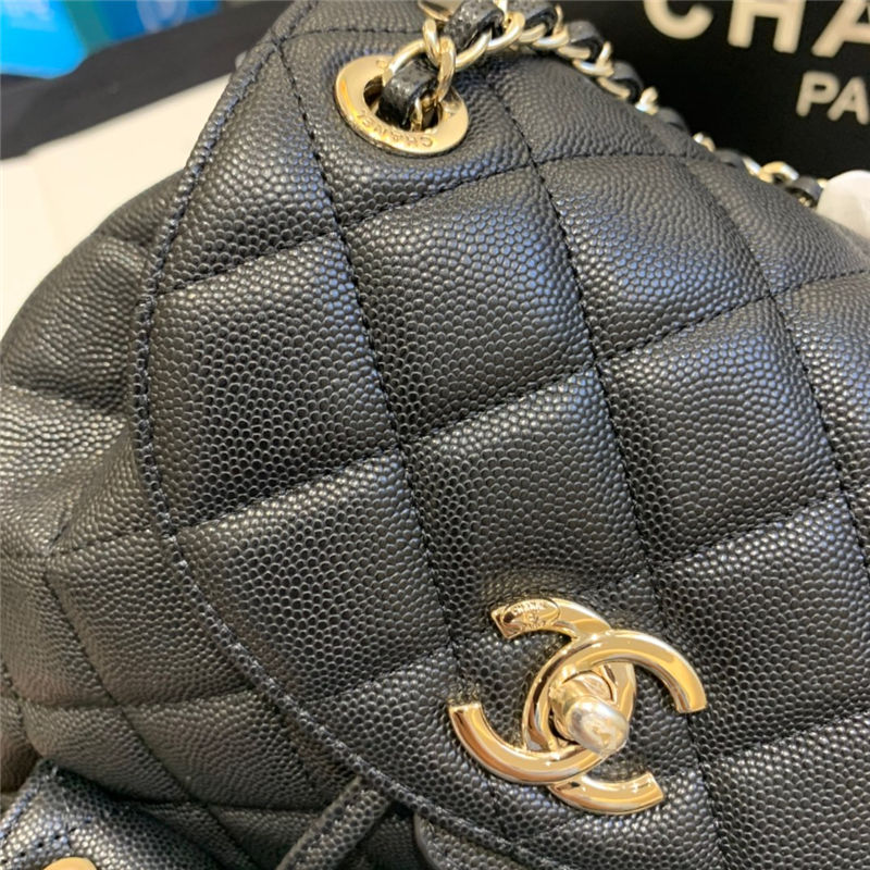 Chanel Duma Backpack Grained Calfskin Black High