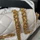 Chanel FLAP PHONE HOLDER WITH CHAIN Shiny Lambskin & Gold-Tone Metal AP3207 White A