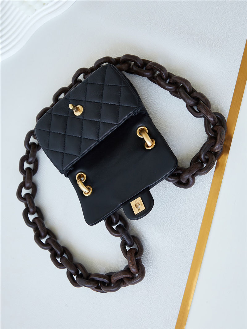 Chanel MINI FLAP BAG AS4165 Lambskin & Ash-Wood Black High