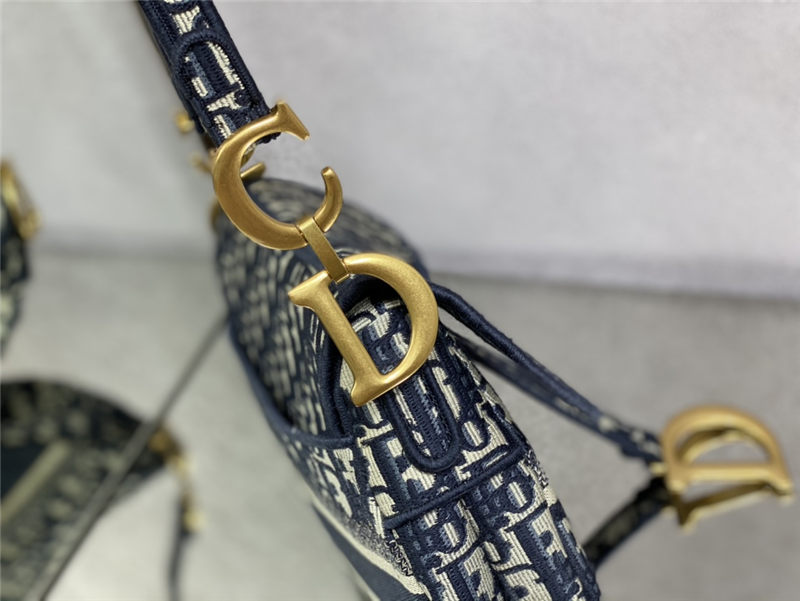 SADDLE BAG Dior Oblique Embroidery Blue High