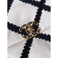 LARGE Chanel 19 Flap Bag Calfskin Crochet Black High