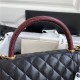 FLAP BAG WITH TOP HANDLE Grained Calfskin Gold Metal Black High