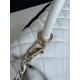 FLAP BAG WITH TOP HANDLE Grained Calfskin White Gold Metal High