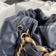 LARGE DRAWSTRING BAG Shiny Lambskin & Gold-Tone Metal High