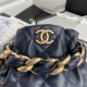 LARGE DRAWSTRING BAG Shiny Lambskin & Gold-Tone Metal High