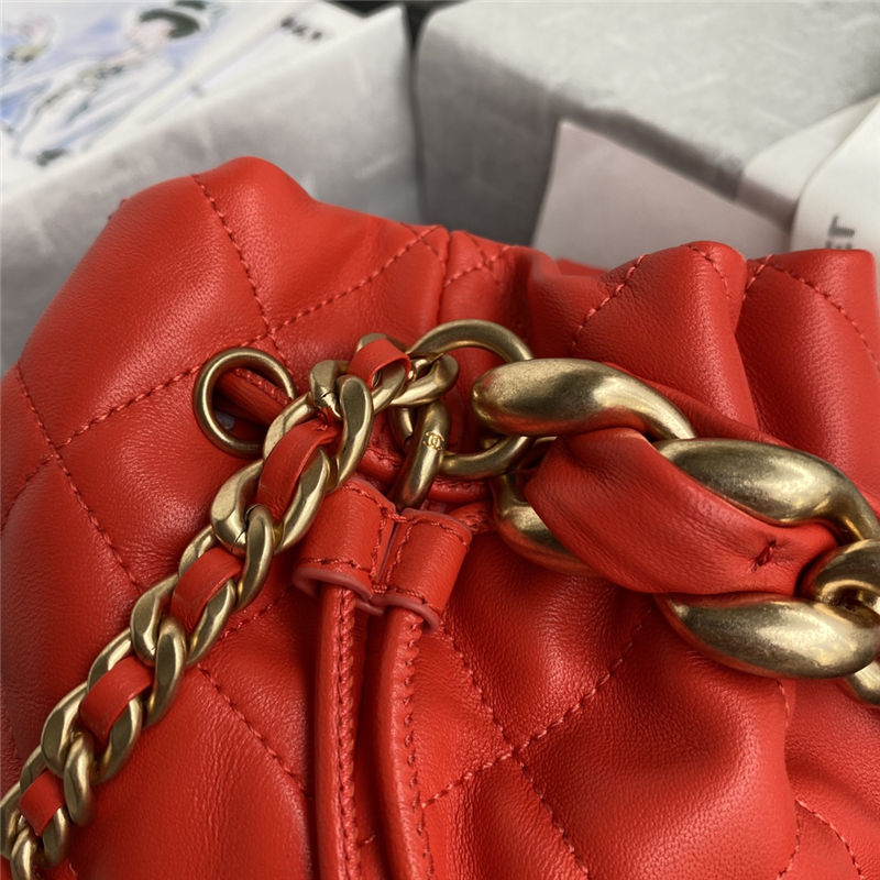 DRAWSTRING BAG Shiny Lambskin & Gold-Tone Metal High