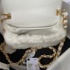 Chanel SMALL FLAP BAG Shearling & Gold-Tone Metal AS3498 White A