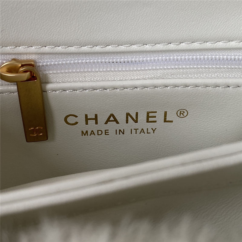 Chanel SMALL FLAP BAG Shearling & Gold-Tone Metal AS3498 White A