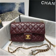 Mini FLAP BAG Lambskin Gold-Metal AS1787 Burgundy A