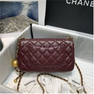 Mini FLAP BAG Lambskin Gold-Metal AS1787 Burgundy A