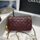 Mini FLAP BAG Lambskin Gold-Metal AS1787 Burgundy A