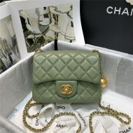 Supermini FLAP BAG Lambskin Gold-Metal AS1786 Green A