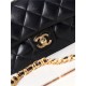 SMALL FLAP BAG WITH TOP HANDLE Shiny Lambskin & Gold-Tone Metal AS4023 Black A