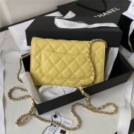 Chanel WALLET ON CHAIN AP3336 Grained Calfskin & Gold-Tone Metal Yellow A