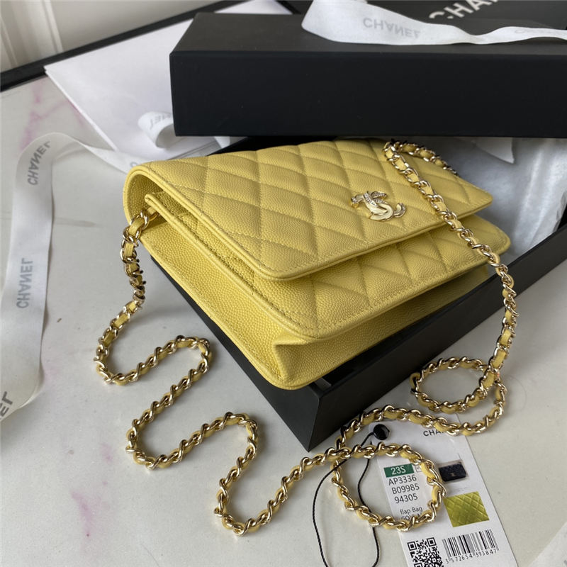 Chanel WALLET ON CHAIN AP3336 Grained Calfskin & Gold-Tone Metal Yellow A